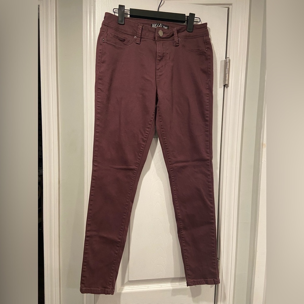 YMI Jeans Size 7 Maroon Plum Cotton Denim Stretch Skinny Jeans 5 Pocket